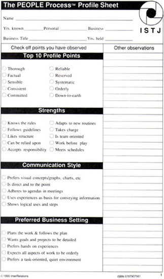 The People Process profile sheet