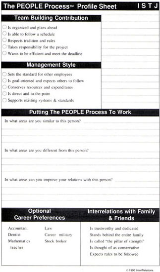 The People Process profile sheet
